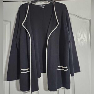 Kasper Women's Black Cardigan with White Accents